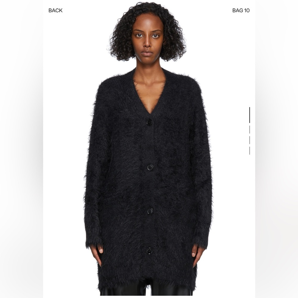 Open YY/Open Product Hairy Long Black Cardigan